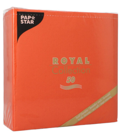 Product foto van Servetten papier nectarine set van 50 40x40cm 1/4 vouw ROYAL Collection