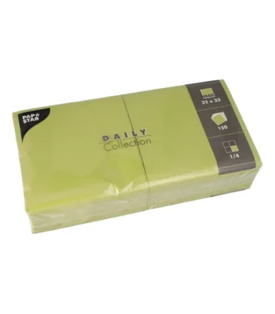 Product foto van Servetten papier olijfgroen 1/4 vouw set van 150 DAILY Collection 32x32cm