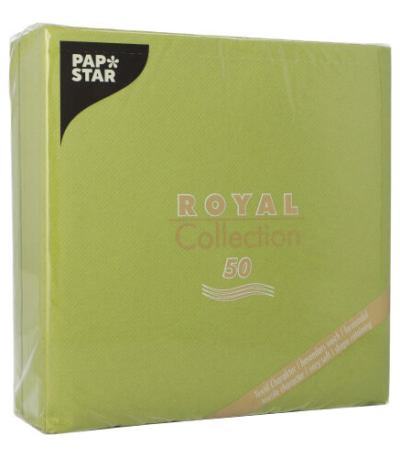 Product foto van Servetten papier olijfgroen 1/4 vouw set van 50 40cm x 40cm ROYAL Collection