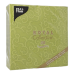 Product foto van Servetten papier olijfgroen set van 50 40x40cm 1/4 vouw Royal Collection Casali