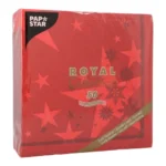 Product foto van Servetten papier rood 40x40 cm 1/4 vouw set van 50 Royal Collection Stars and Snowflakes