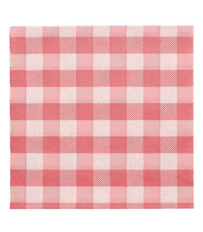 Product foto van Servetten papier rood/wit Vichy Karo 1/4 vouw set van 100 33cm x 33cm