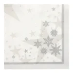 Product foto van Servetten papier wit 1/4 vouw 40 cm x 40 cm set van 50 ROYAL Collection Stars and Snowflakes
