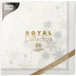 Product foto van Servetten papier wit 1/4 vouw 40 cm x 40 cm set van 50 ROYAL Collection Stars and Snowflakes