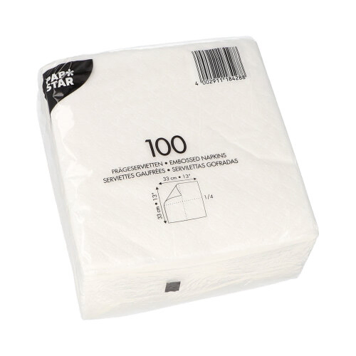 Servetten papier wit 1/4 vouw set van 100 33cm x 33cm 1-laags Product foto van Servetten papier wit 1/4 vouw set van 100 33cm x 33cm 1-laags