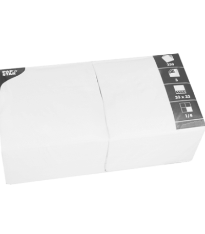 Product foto van Servetten papier wit 3-laags set van 250 33x33cm
