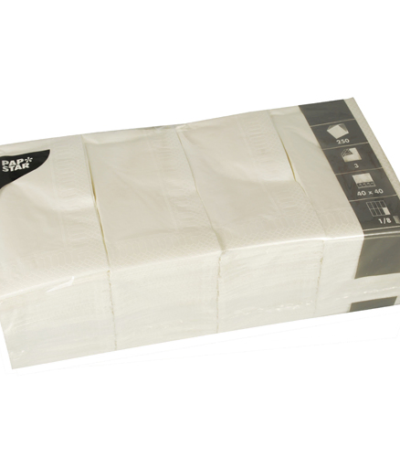 Product foto van Servetten papier wit 3-laags set van 250 40x40cm 1/8 vouw