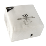 Product foto van Servetten papier wit set van 1200 1-laags 33x33cm