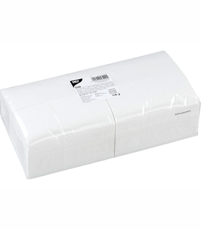 Product foto van Servetten papier wit set van 250 1/8 vouw 33x33cm
