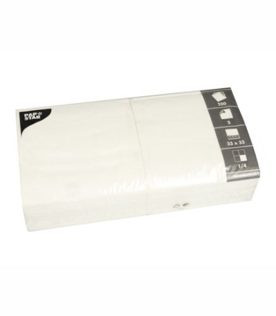 Product foto van Servetten wit 2-laags set van 250 33x33cm