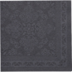 Product foto van Servetten zwart 40 cm x 40 cm 1/4 vouw set van 50 ROYAL Collection Arabesque