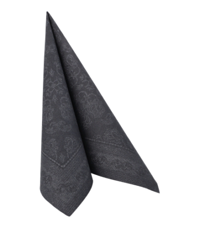 Product foto van Servetten zwart 40 cm x 40 cm 1/4 vouw set van 50 ROYAL Collection Arabesque