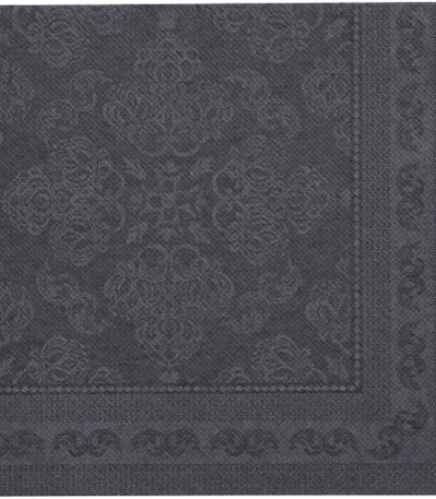Product foto van Servetten zwart 40 cm x 40 cm 1/4 vouw set van 50 ROYAL Collection Arabesque