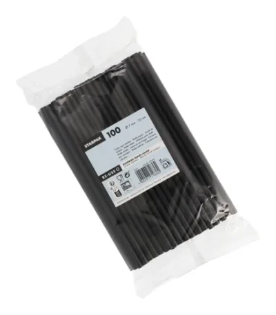 Product foto van Shake-rietjes PP zwart set van 100 herbruikbaar 7mm 22cm