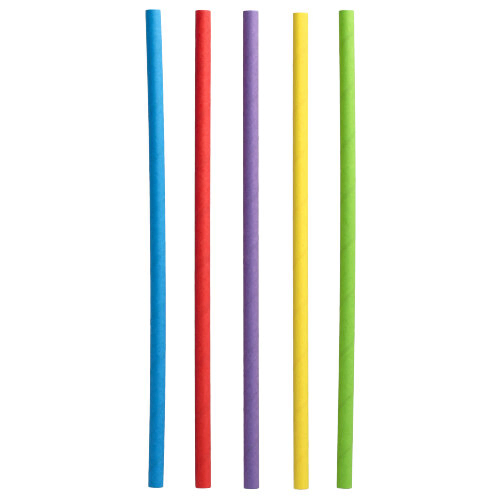 Product foto van Shake rietjes papier assorti kleuren set van 500 8mm 25cm