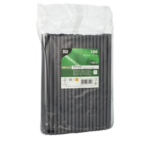 Product foto van Shake rietjes papier zwart set van 100 8mm 21cm