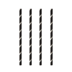 Product foto van Shake rietjes papier zwart/wit set van 100 8mm 20cm Stripes