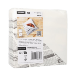 Product foto van Snack servetten stofkarakter wit set van 50 Newsprint 32