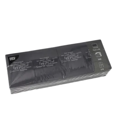 Product foto van Snack servetten zwart set van 300 DAILY Collection 1/4 vouw 24 cm x 16