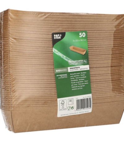 Product foto van Snackbakjes karton bruin set van 50 35mm x 33mm x 185mm Pure