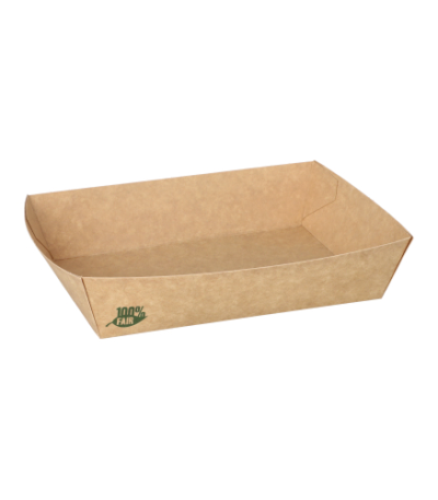 Product foto van Snackbakjes karton extra large bruin set van 80 100% Fair 4cm x 11cm x 16cm