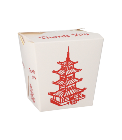 Product foto van Snackbox papier hoekig 770ml Temple set van 50 ASIA