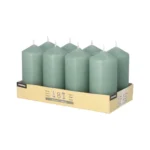 Product foto van Stompkaarsen blauwgroen 47×100 mm set van 8
