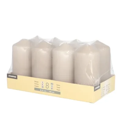 Product foto van Stompkaarsen greige set van 8 Ø 47 mm 100 mm