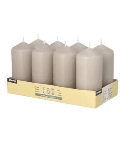 Product foto van Stompkaarsen greige set van 8 Ø 47 mm 100 mm