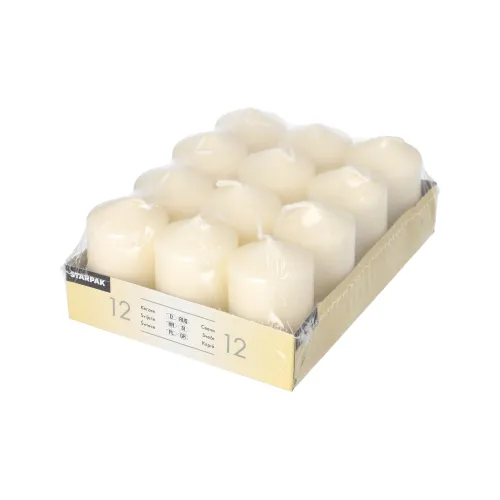 Product foto van Stompkaarsen ivoor set van 12 Ø 40 mm · 60 mm Ivory