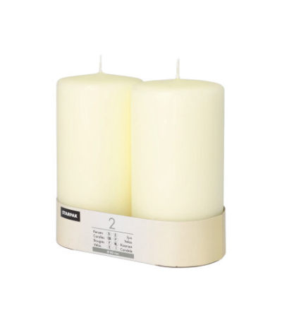 Product foto van Stompkaarsen ivoor set van 2 80mm 150mm Ivory