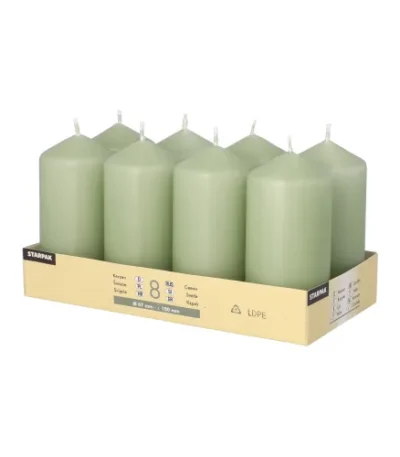 Product foto van Stompkaarsen jade groen Ø 47 mm 100 mm set van 8