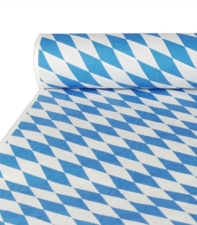 Product foto van Tafelkleed papier Beiers blauw damastprint 10m x 1m