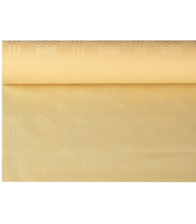 Product foto van Tafelkleed papier creme 8m damastprint 1