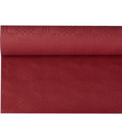 Product foto van Tafelkleed papier damastprint bordeaux 8m x 1