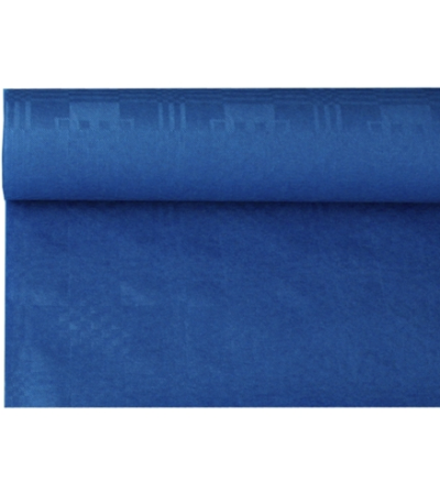 Product foto van Tafelkleed papier donkerblauw damastprint 8m x 1