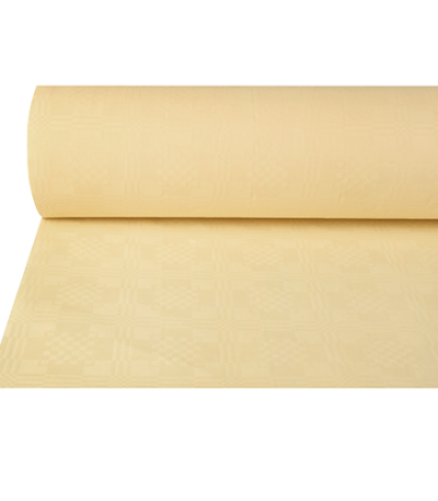 Product foto van Tafelkleed papier met damastprint 50 m x 1 m creme