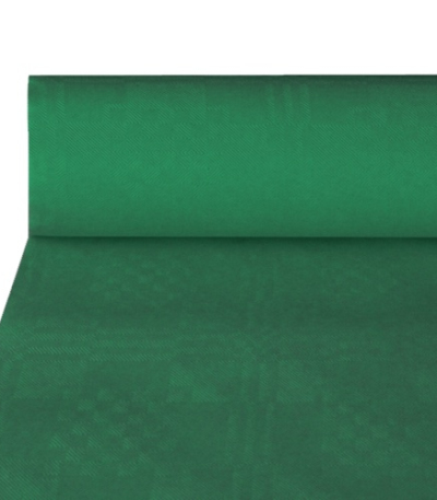 Product foto van Tafelkleed papier met damastprint 50 m x 1 m donkergroen