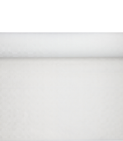 Product foto van Tafelkleed papier met damastprint 50 m x 1 m wit