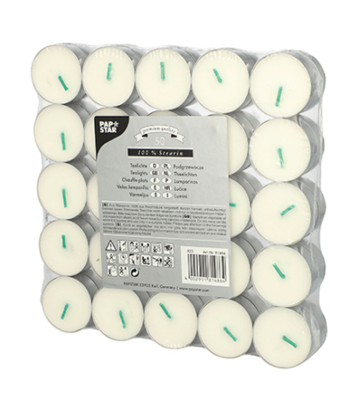 Product foto van Theelichten stearine wit set van 50 37