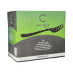 Product foto van Vorken herbruikbaar zwart set van 100 19cm PP-MF Gaia Circulware