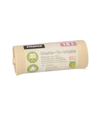 Product foto van Vuilniszakken PCW beige 18l 52x46 cm set van 30 Waste‑To‑Waste