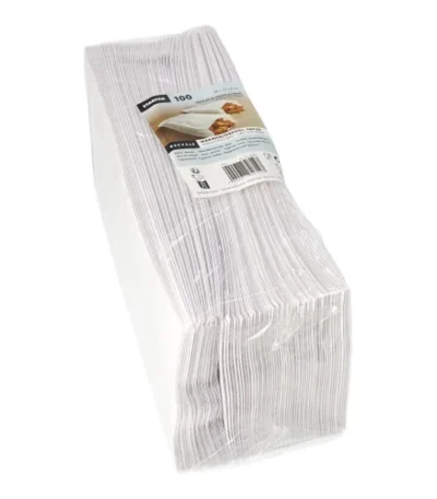 Product foto van Warmhoudzakken papier wit set van 100 28x13x8cm met PE-inleg