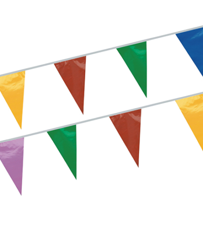 Product foto van Wimpelguirlande folie assorti kleuren waterbestendig 20m