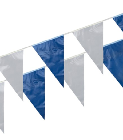 Product foto van Wimpelguirlande folie blauw/wit waterbestendig 10m