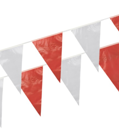 Product foto van Wimpelguirlande folie rood/wit waterbestendig 10m