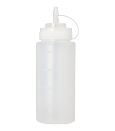 Product foto van 2 knijpflessen LDPE (virgin) rond 450 ml Ø 6