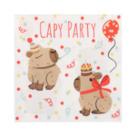Product foto van 20 Servetten 3-laags 1/4 vouw 33 cm x 33 cm "Capy Party"
