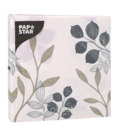 Product foto van 20 Servetten 3-laags 1/4 vouw 33 cm x 33 cm "Leafs"