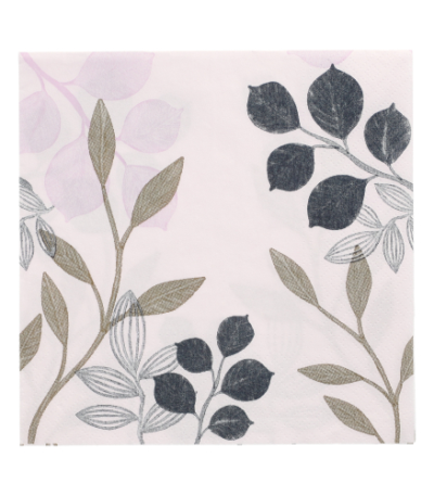 Product foto van 20 Servetten 3-laags 1/4 vouw 33 cm x 33 cm "Leafs"